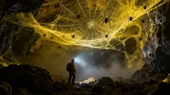 Ett spindelnät stort som ett hus hittat i en grotta – men 111 000 spindlar inuti gör det som forskare ansåg omöjligt