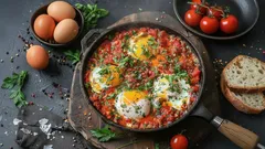 Steg-för-steg-recept på en god frukost med ägg och tomatsås